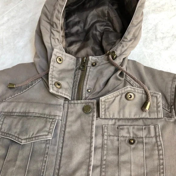 Lucky Brand Women’s Military Field Jacket Hood Full Zip Olive Green Size XS - Picture 10 of 14